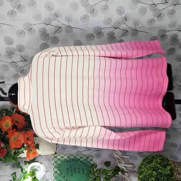 T by Talbots Pink Ombré Striped Quarter-Zip Sweatshirt - Picture 5 of 9